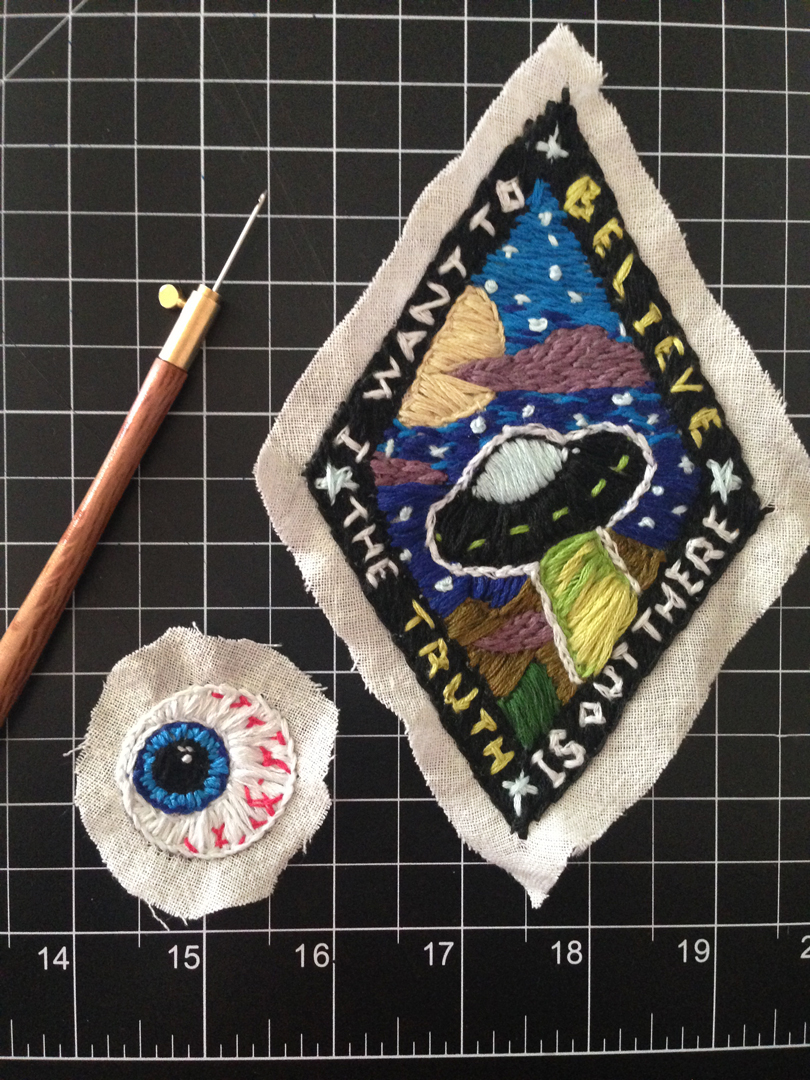 Eye patch and X-files patch