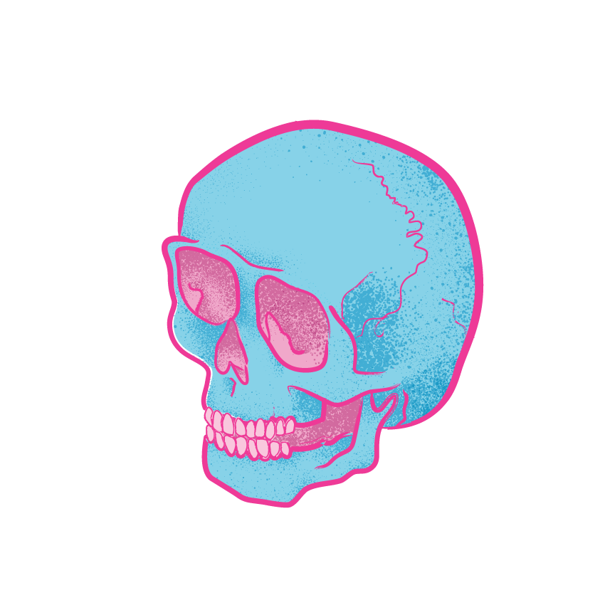 Skull with brushed lines