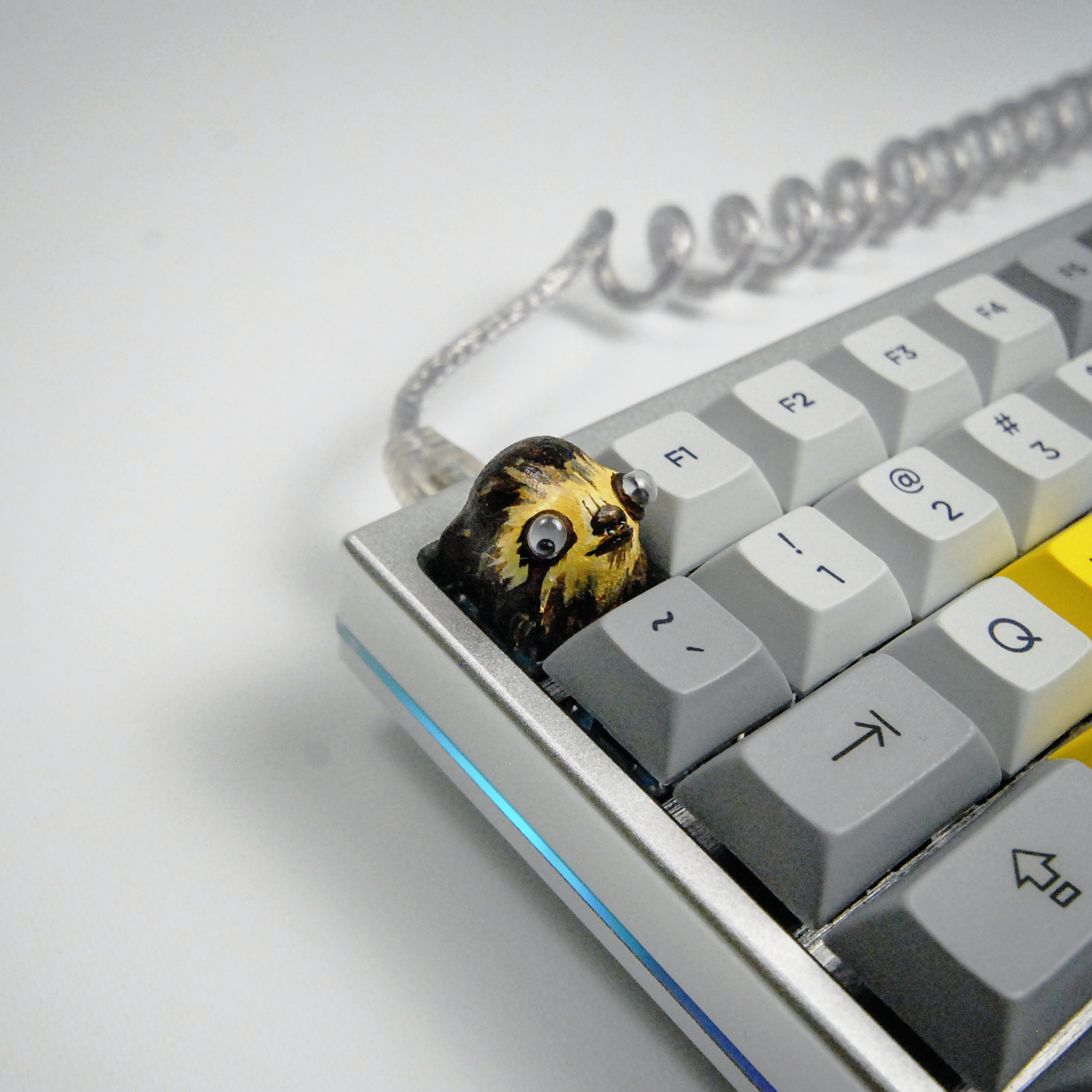 Sloth cap on keyboard side view