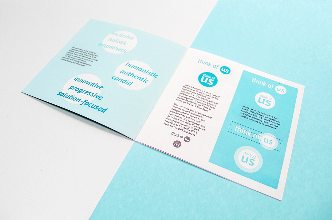 Booklet spread with logo guidelines